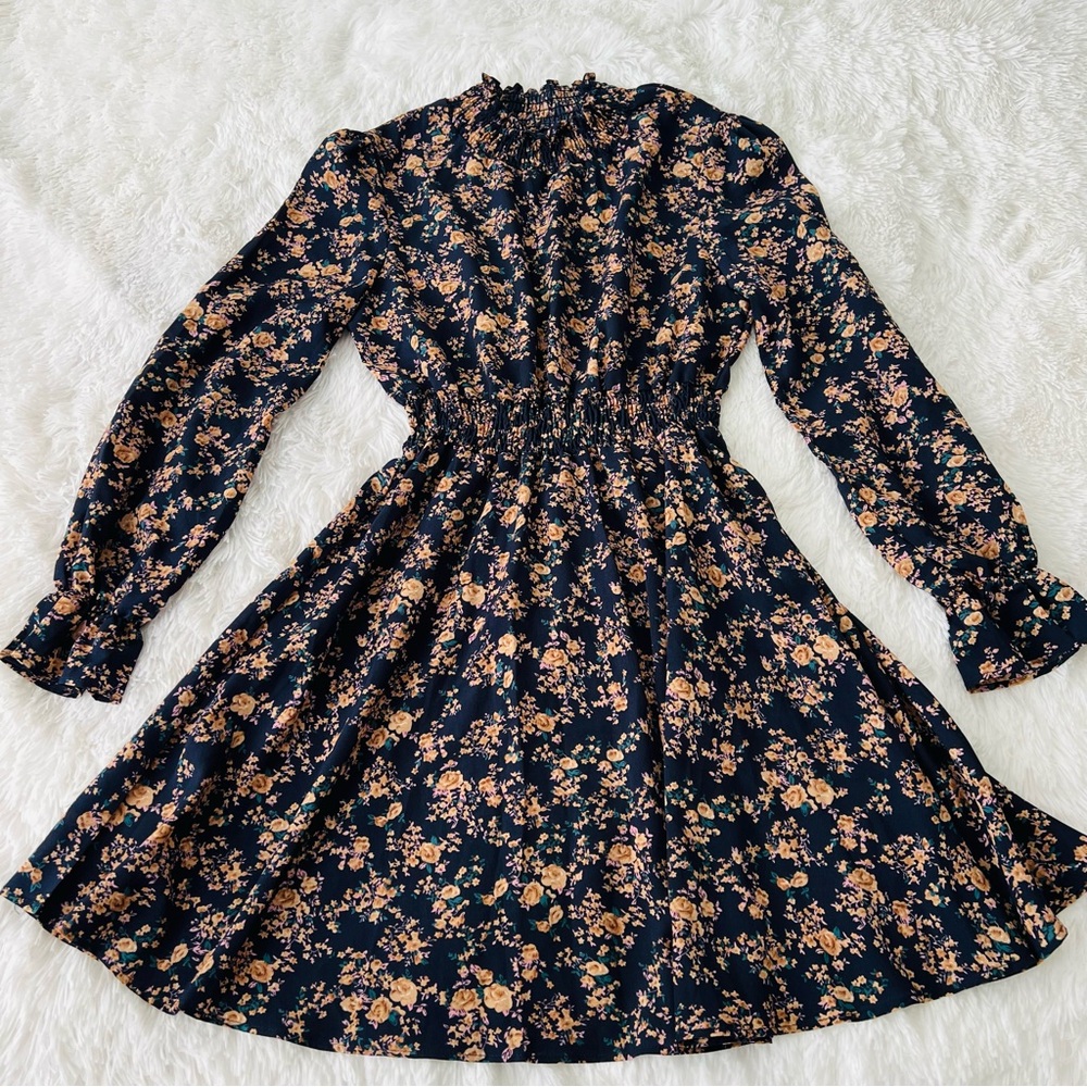 SHEIN Navy Floral Dress M